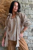 Nonni Gingham Poet Blouse Hazelnut